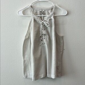 Joie White Lace-Up Halter Tank Top